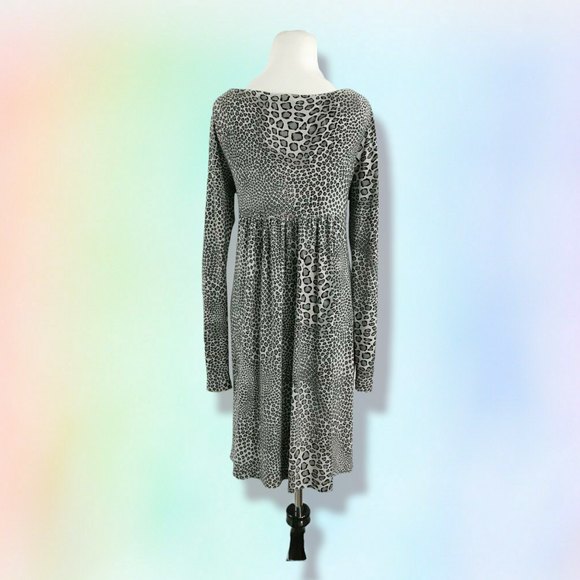 Norma Kamali Dress S Animal Print Black Gray White V Neck Knot mob wife party - Picture 2 of 8